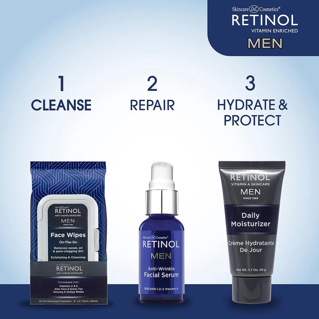 Livaura Retinol Men's Facial Wipes, 60 Count