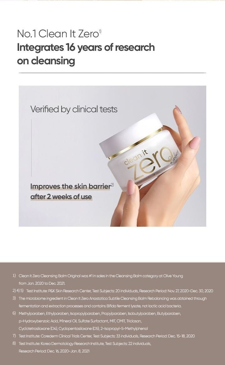 BANILA CO Clean It Zero Anastatica Subtile Rebalancing cleansing research and barrier test with original footnotes