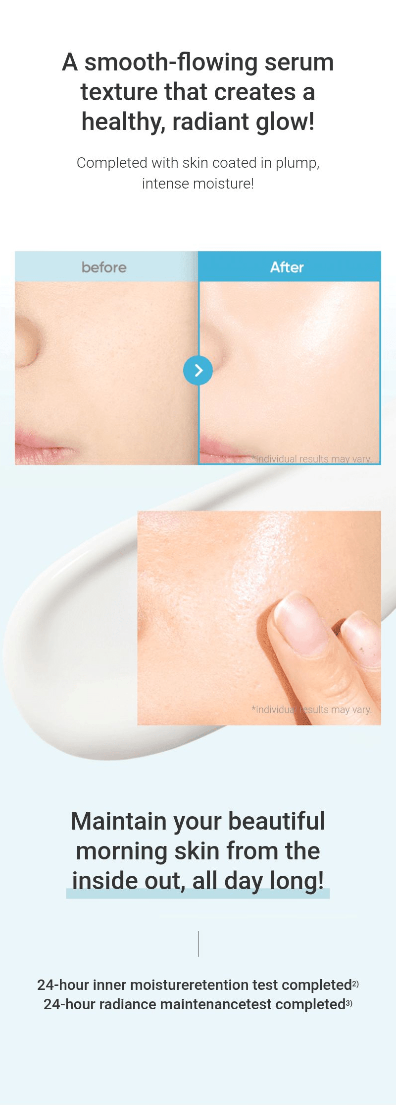 Banila Co All Day Prep Hydro UV Serum Base SPF50+ PA++++ 35mL β Serum texture and brand-reported moisture and radiance results