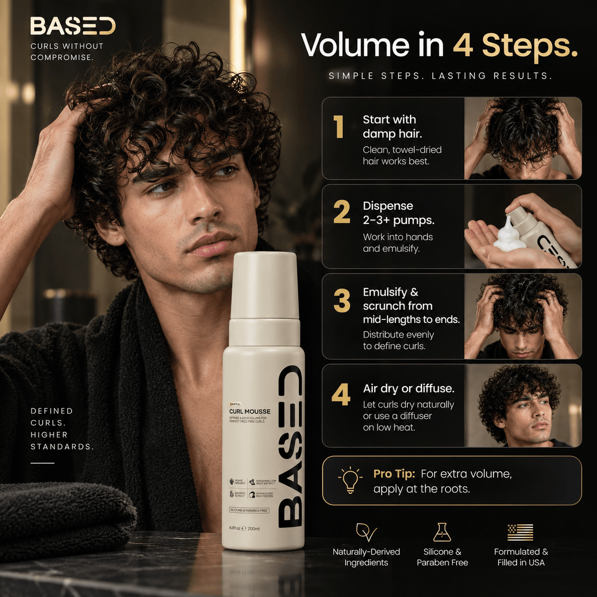 How to use BASED Curl Mousse for volume and defined curls