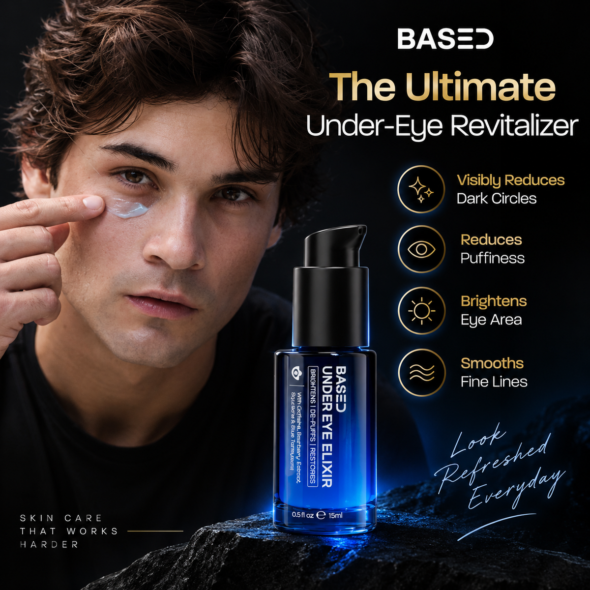 BASED Under Eye Elixir dark circle puffiness brightening and fine line benefits