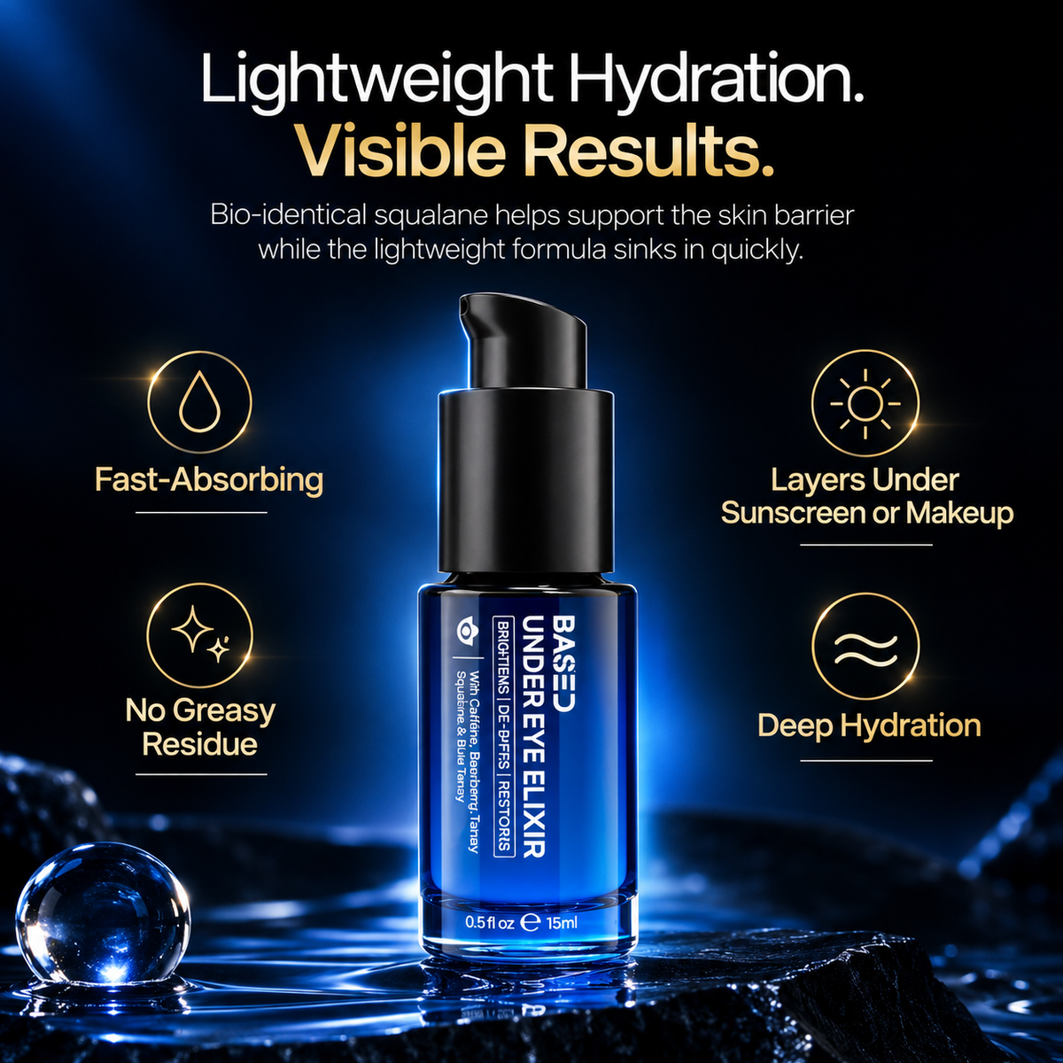 BASED Under Eye Elixir lightweight fast-absorbing hydration