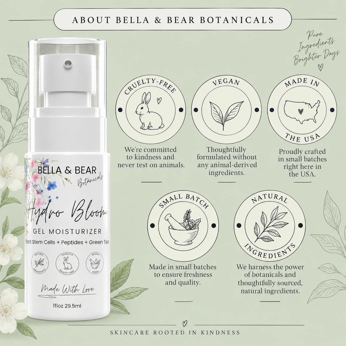 Bella & Bear Botanicals cruelty free vegan made in USA infographic