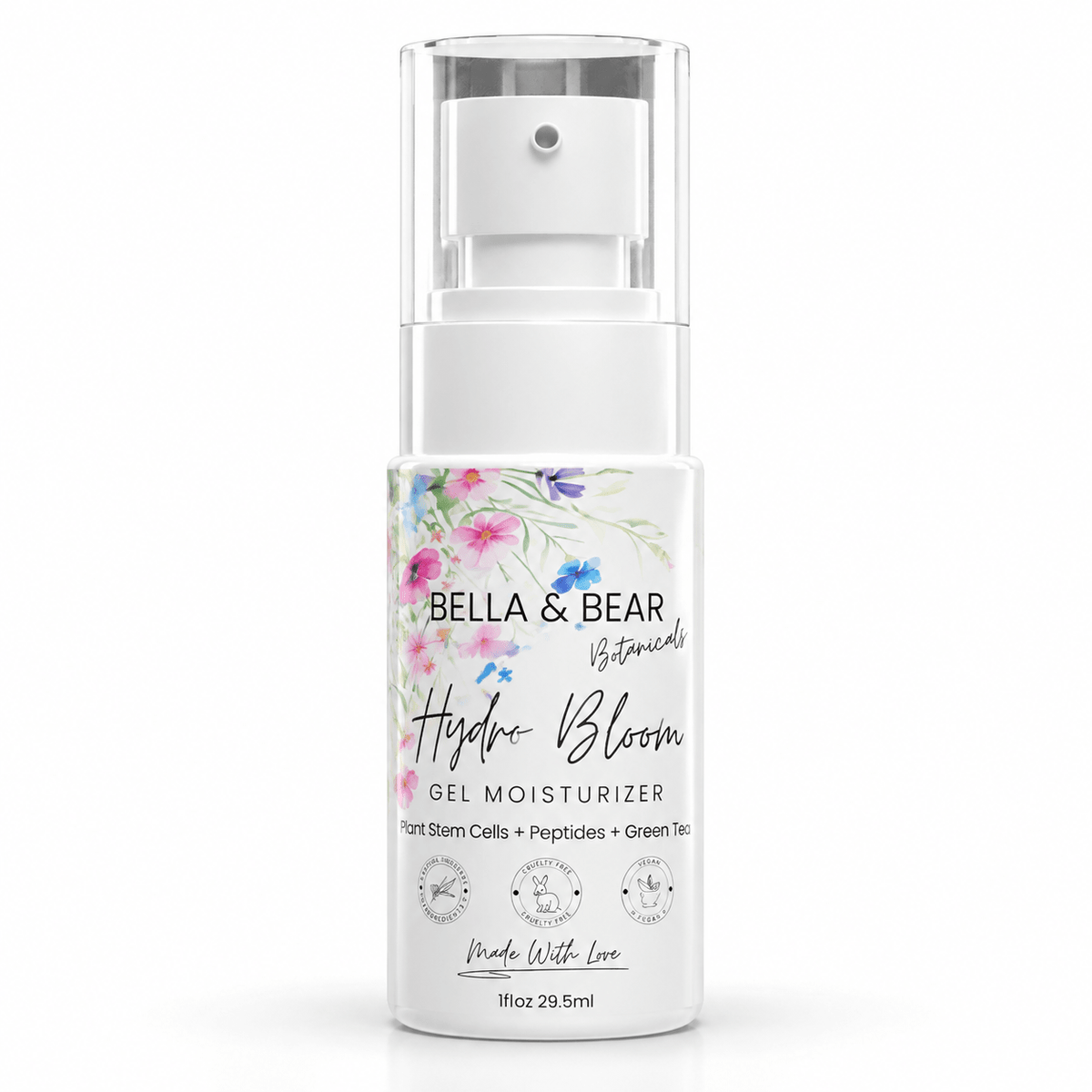 Bella & Bear Botanicals Hydro Bloom Gel Moisturizer 1 fl oz on white background