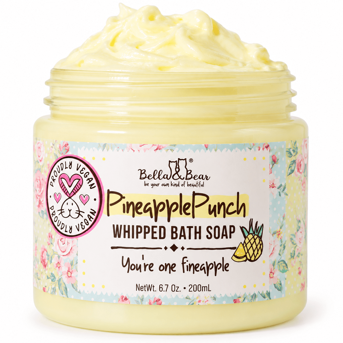 Bella & Bear Pineapple Punch Whipped Bath Soap & Shave Cream 6.7 oz