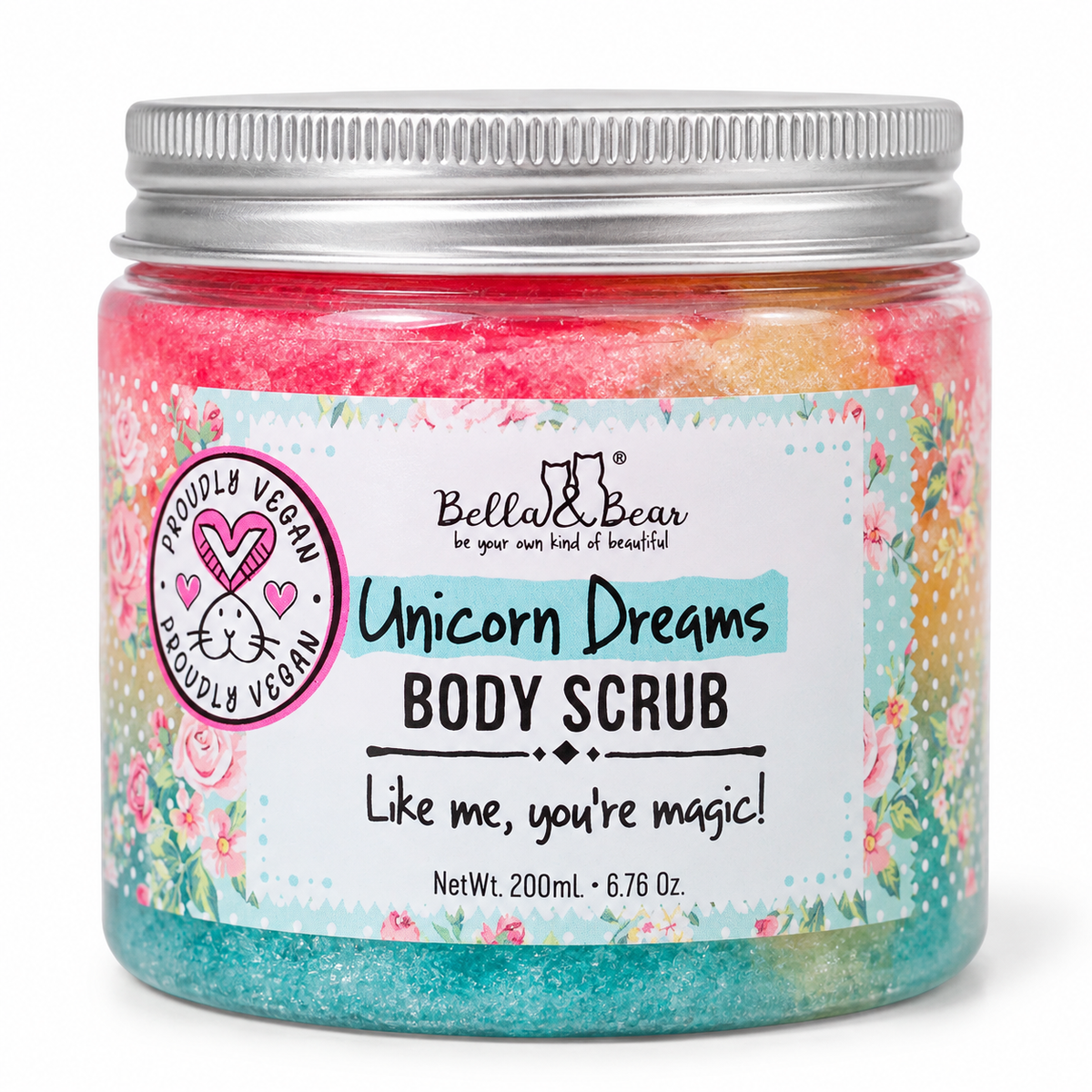 Bella & Bear Unicorn Dreams Body Scrub 200 ml on white background