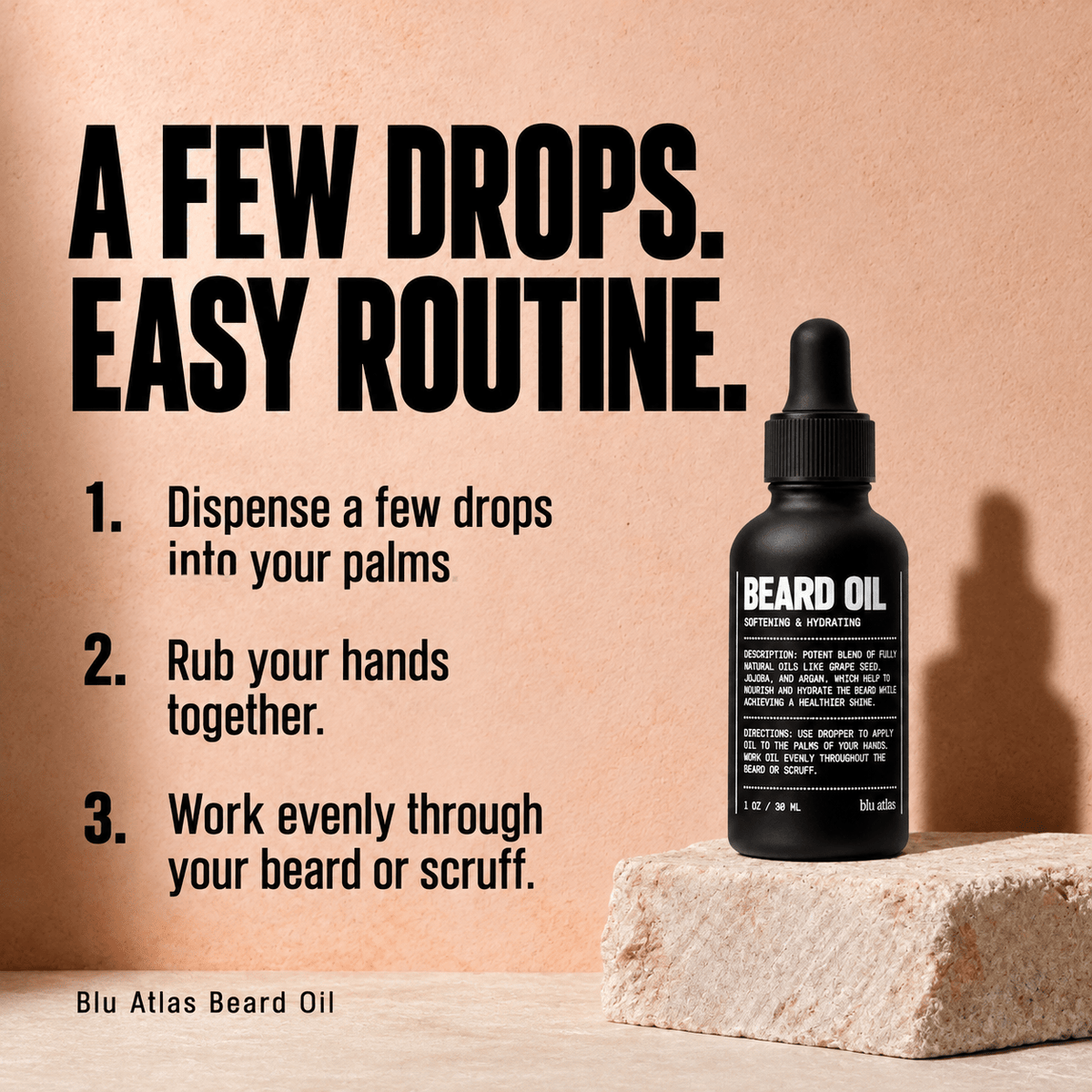 How to apply Blu Atlas Beard Oil