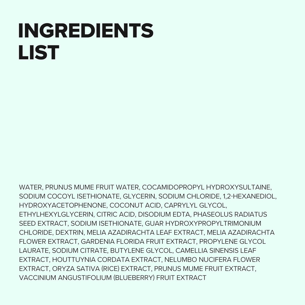 Beauty of Joseon Green Plum Cleanser ingredients