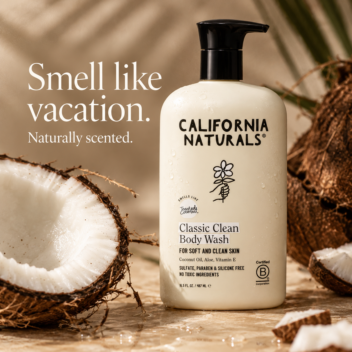 California Naturals Toasted Coconut body wash scent infographic