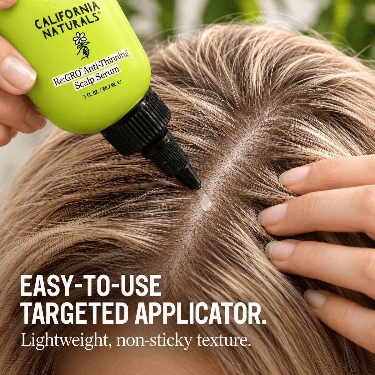 California Naturals Re:GRO targeted scalp applicator infographic