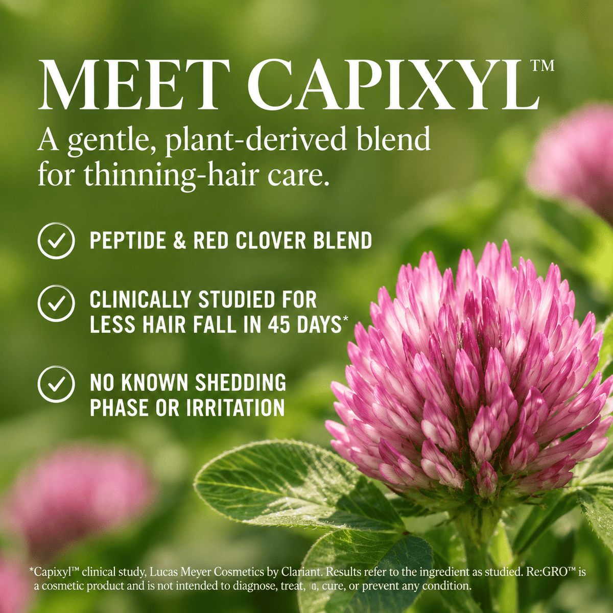 California Naturals Re:GRO Capixyl red clover infographic