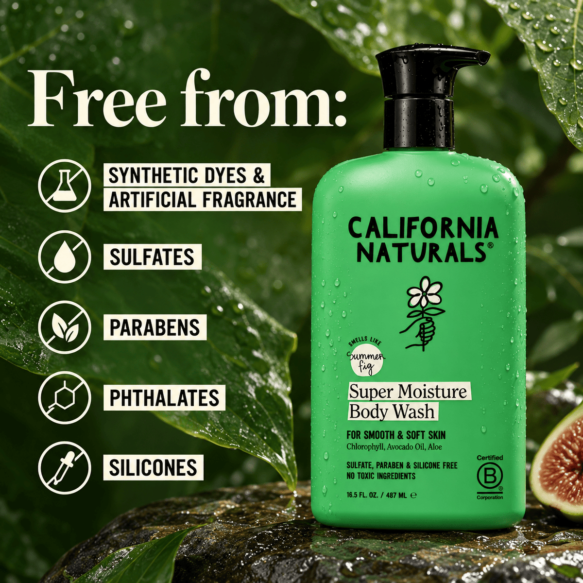 California Naturals Super Moisture Body Wash free from infographic