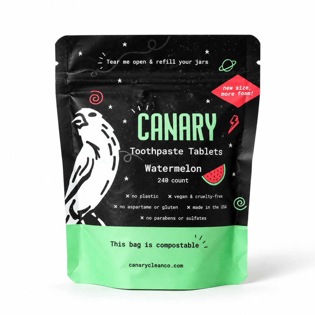 Canary Watermelon Toothpaste Tablets 240-count refill pouch
