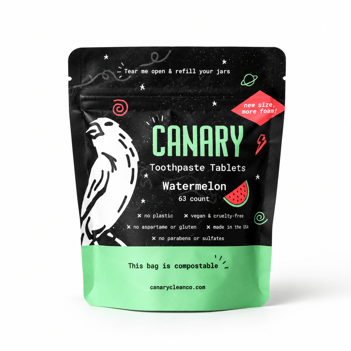Canary Watermelon Toothpaste Tablets 63-count sample pouch