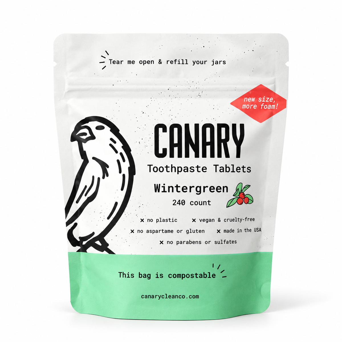 Canary Wintergreen Toothpaste Tablets 240-count refill pouch