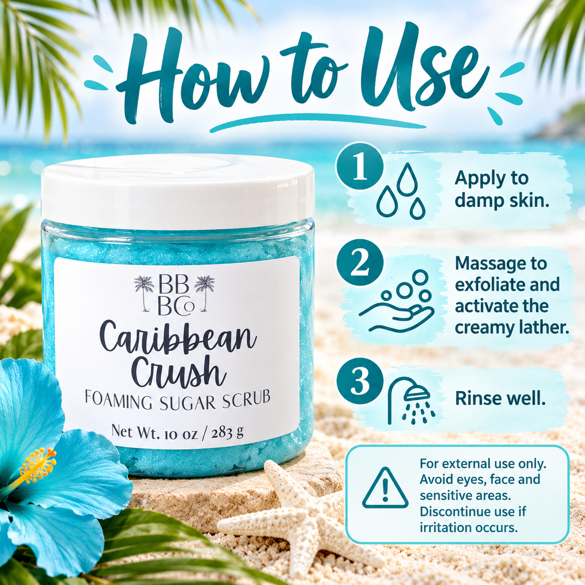 How to use Caribbean Crush Foaming Sugar Scrub