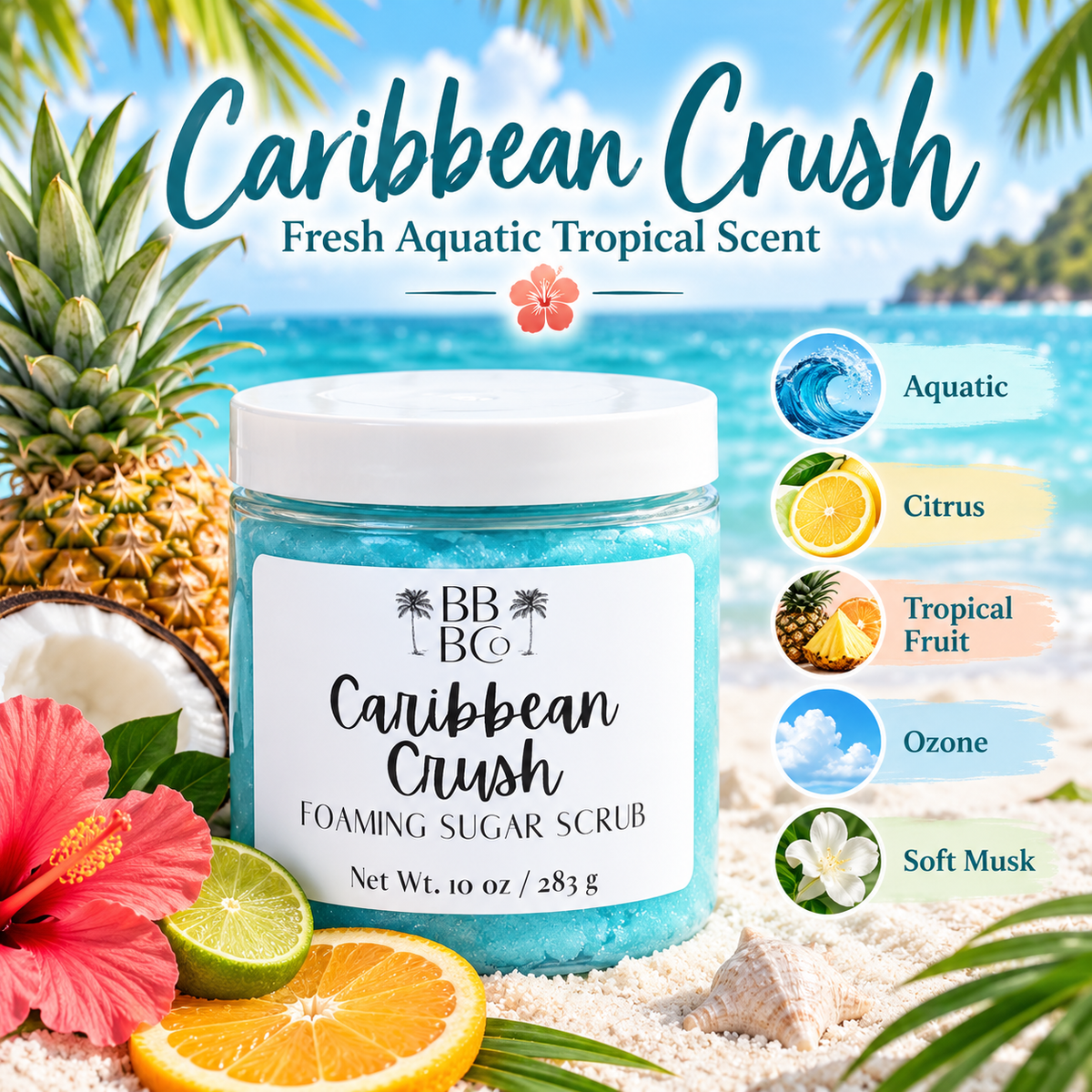 Caribbean Crush aquatic citrus tropical fruit ozone musk scent profile