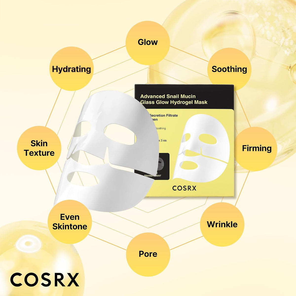 COSRX Advanced Snail Mucin Glass Glow Hydrogel Mask 3 Sheets - English Amazon gallery panel 04