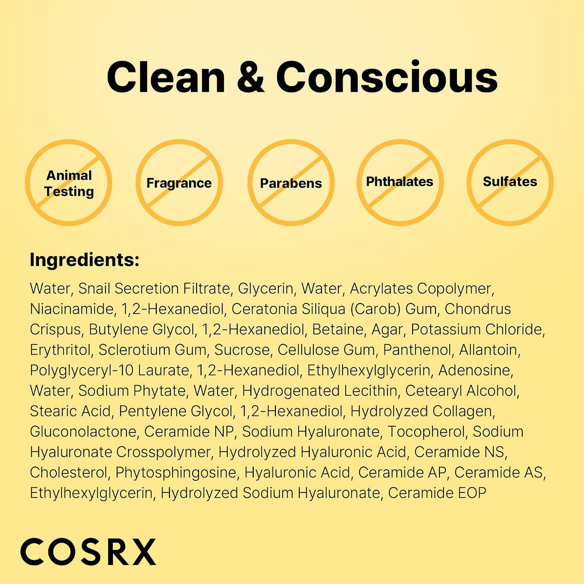 COSRX Advanced Snail Mucin Glass Glow Hydrogel Mask 3 Sheets - Full ingredients - English Amazon panel