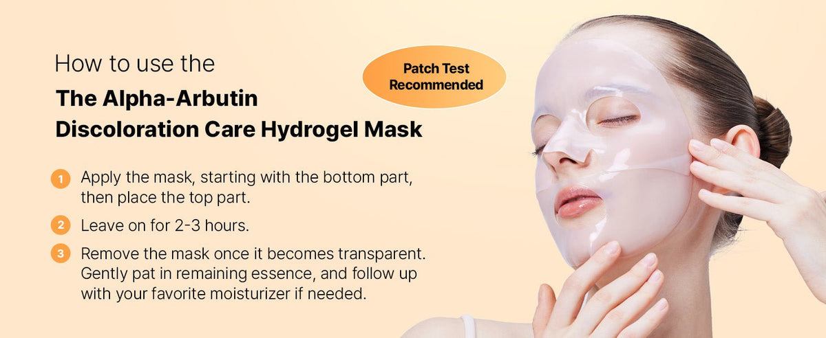 COSRX Alpha-Arbutin Discoloration Care Hydrogel Mask 3 Sheets - How to use - English Amazon panel