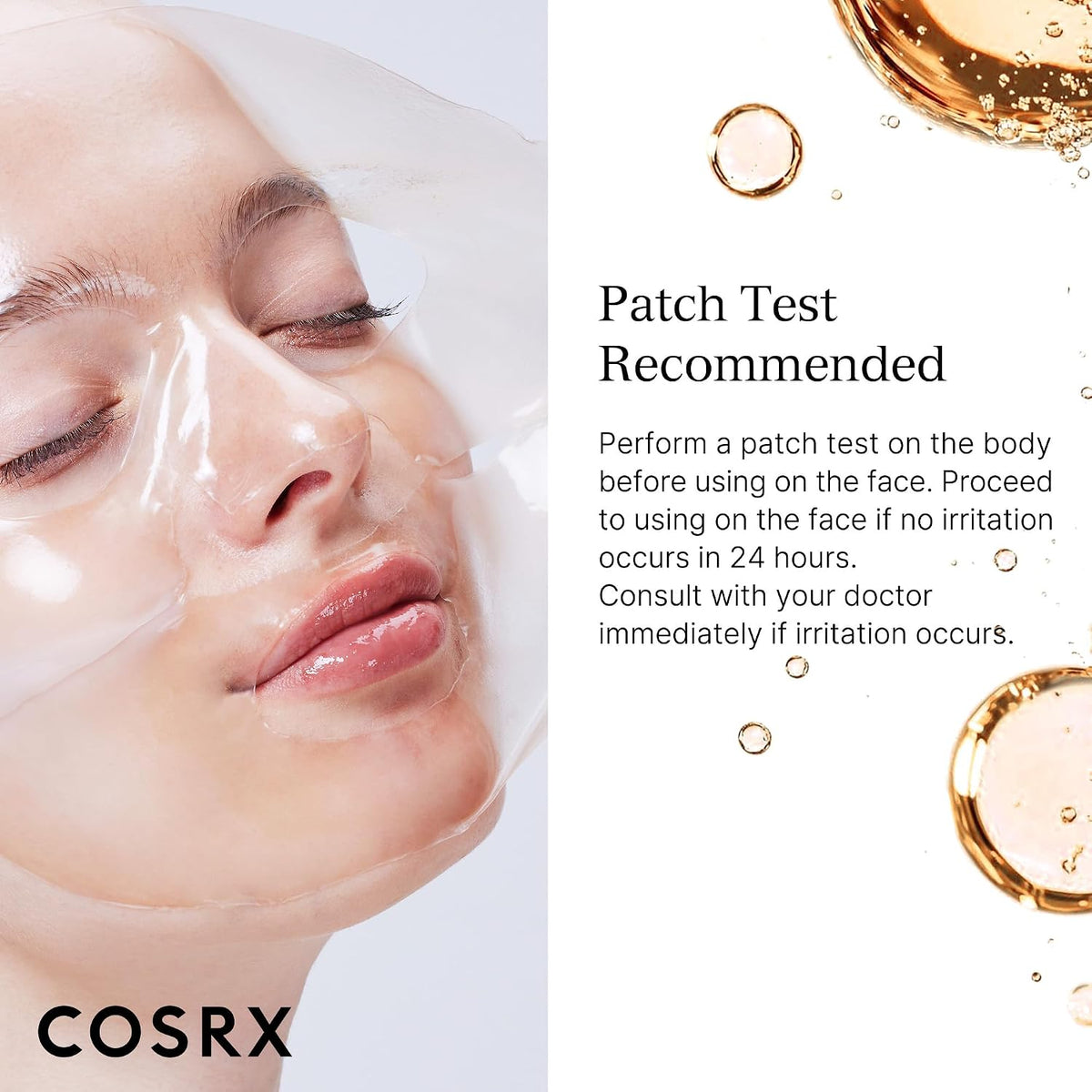 COSRX Alpha-Arbutin Discoloration Care Hydrogel Mask 3 Sheets - Patch test guidance - English Amazon panel