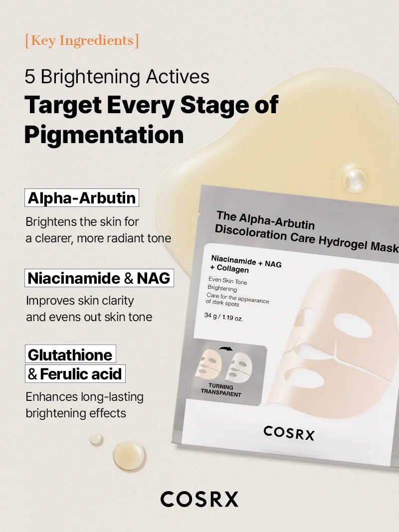 COSRX The Alpha-Arbutin Discoloration Care Hydrogel Mask official English detail panel 10