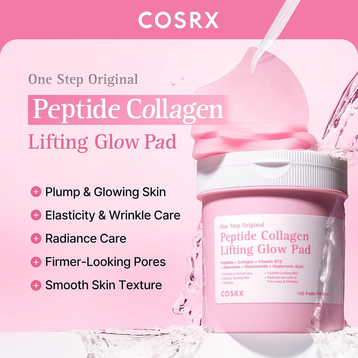 COSRX One Step Peptide Collagen Lifting Glow Pad 100 Pads - English Amazon gallery panel 01
