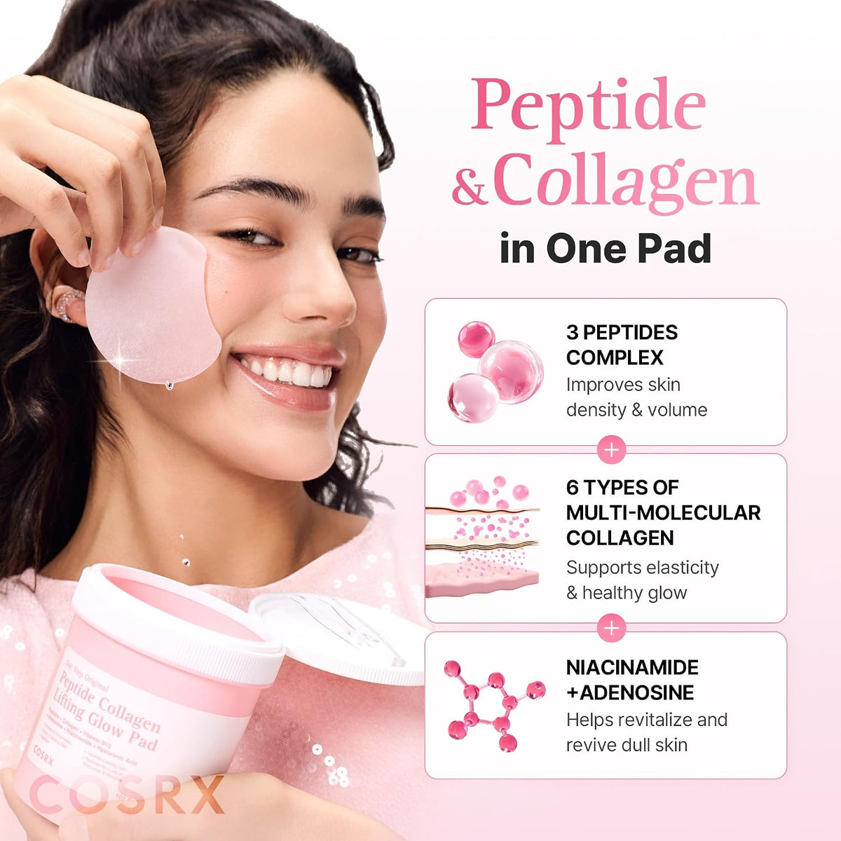 COSRX One Step Peptide Collagen Lifting Glow Pad 100 Pads - English Amazon gallery panel 02