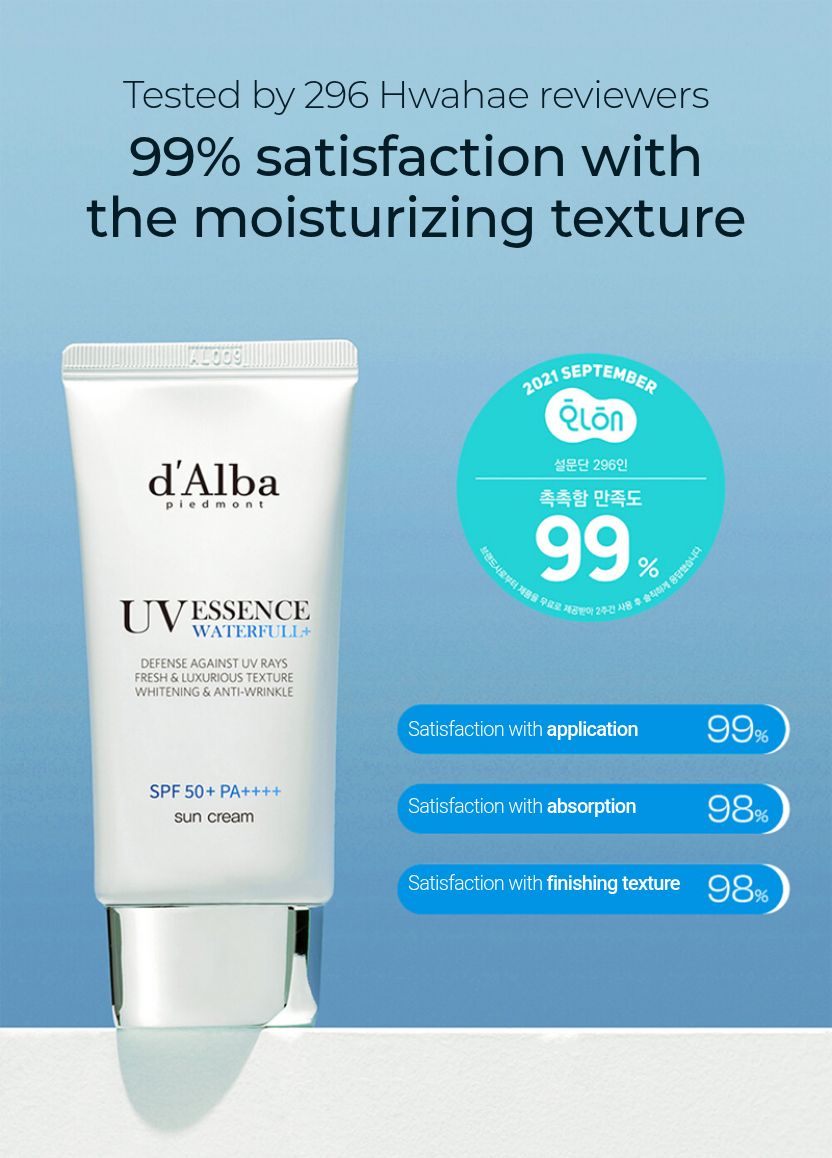 d'Alba Waterfull Essence Sun Cream texture satisfaction survey