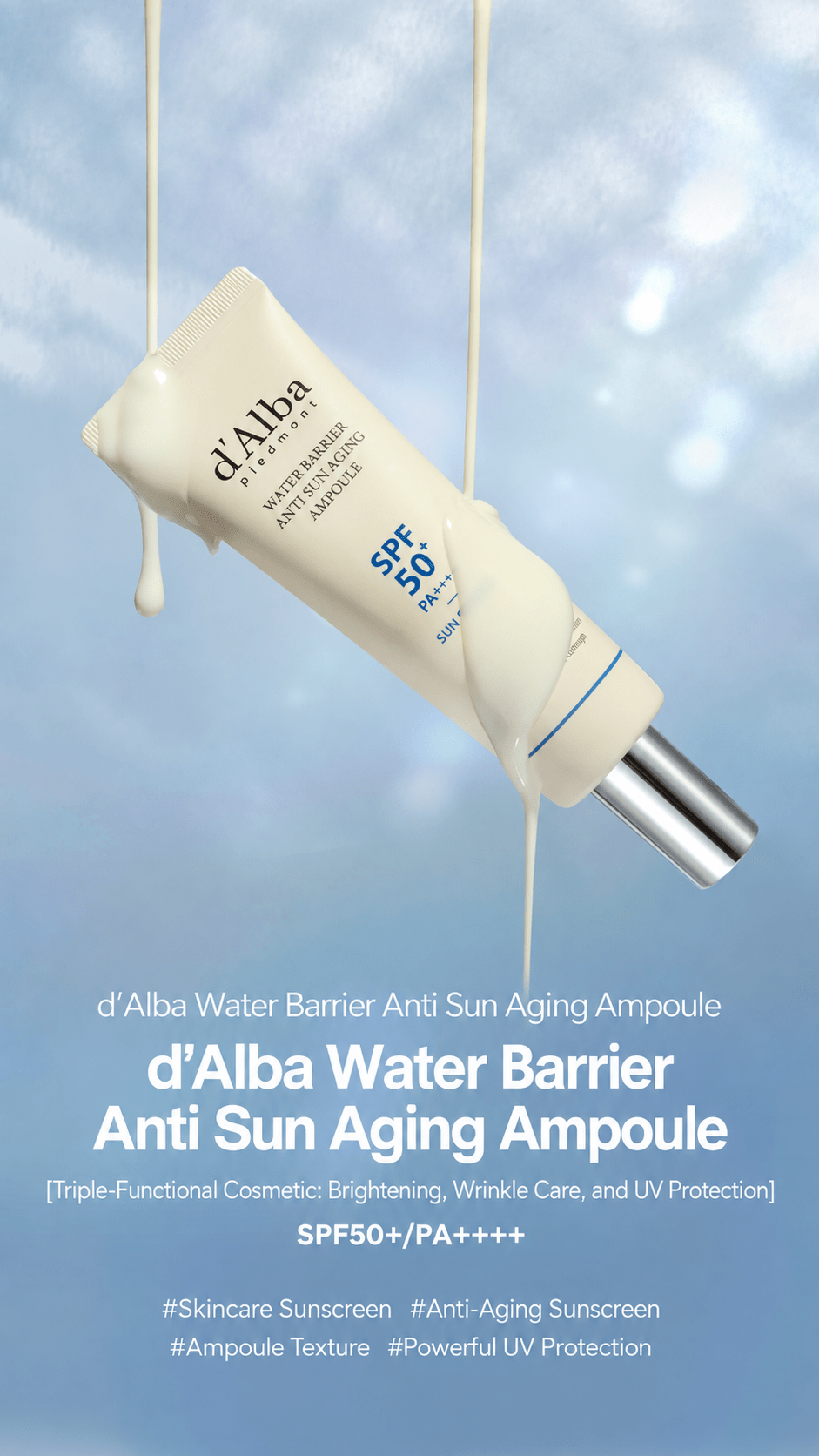 d'Alba Water Barrier Anti Sun Aging Ampoule 50mL introduction original source panel