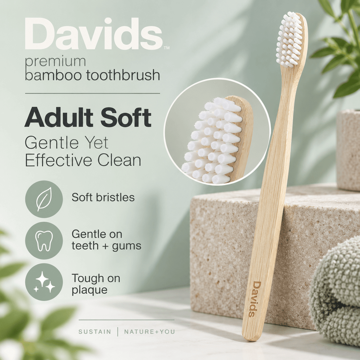 Davids bamboo toothbrush adult soft bristles infographic