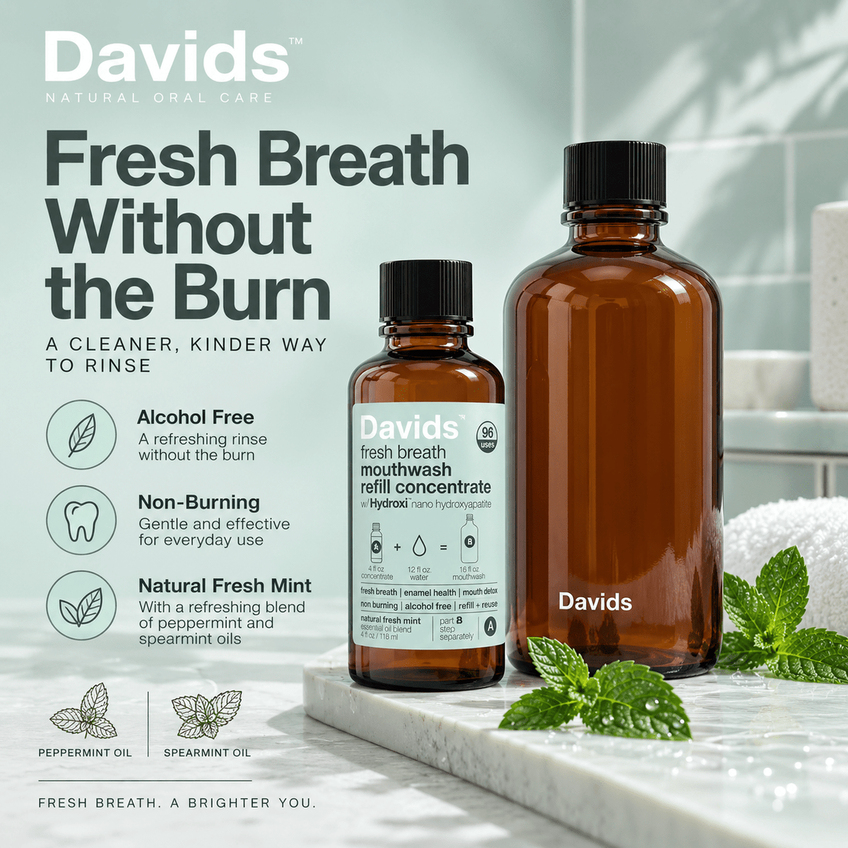 Davids alcohol free fresh breath mouthwash infographic