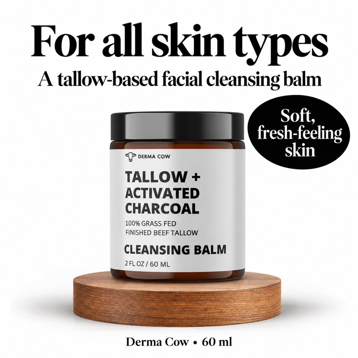 Derma Cow Tallow Activated Charcoal Cleansing Balm skin types
