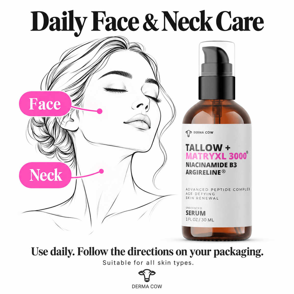 Derma Cow Tallow Serum daily face and neck care