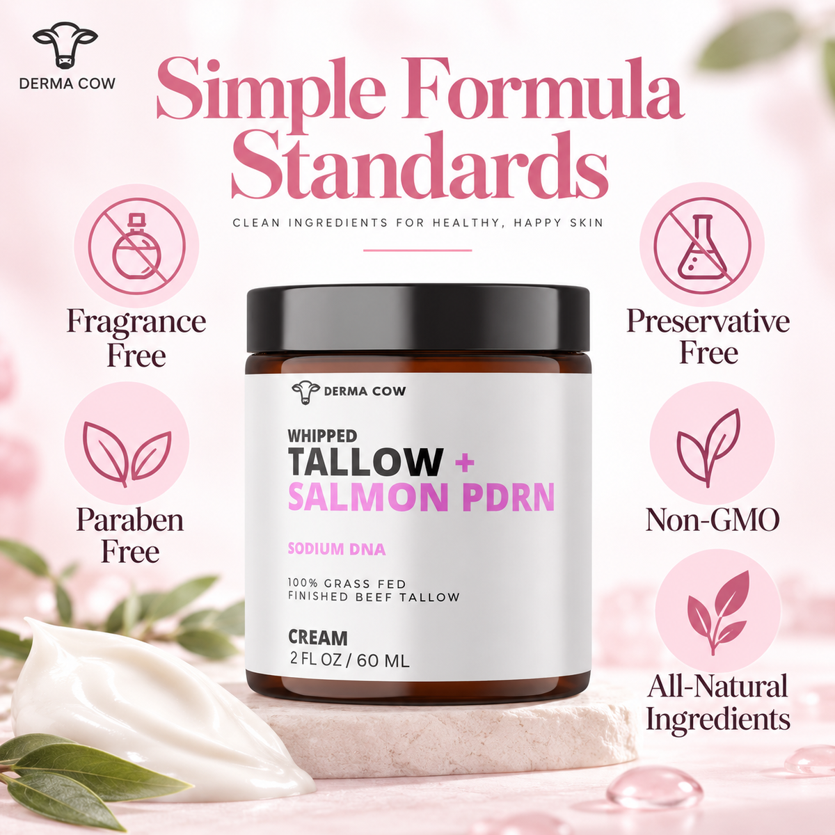 Derma Cow Whipped Tallow + Salmon PDRN formula standards