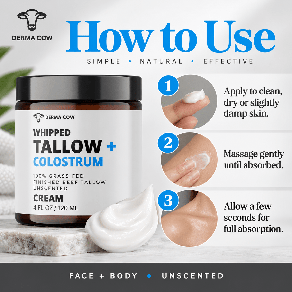 How to use Derma Cow Tallow + Colostrum cream