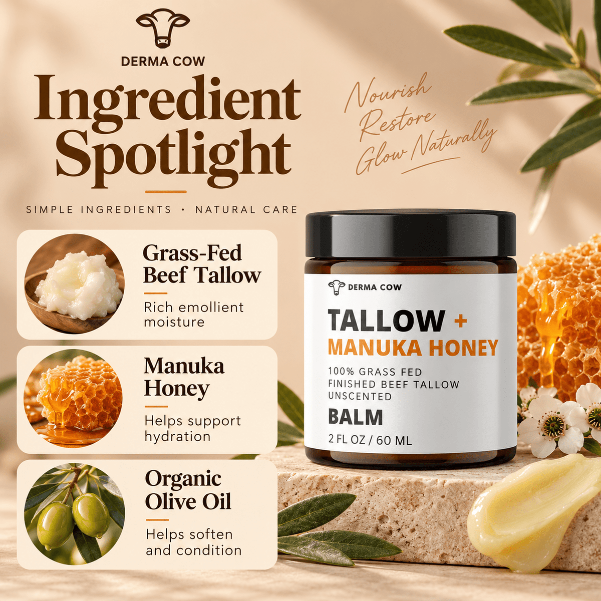 Derma Cow tallow balm ingredient spotlight