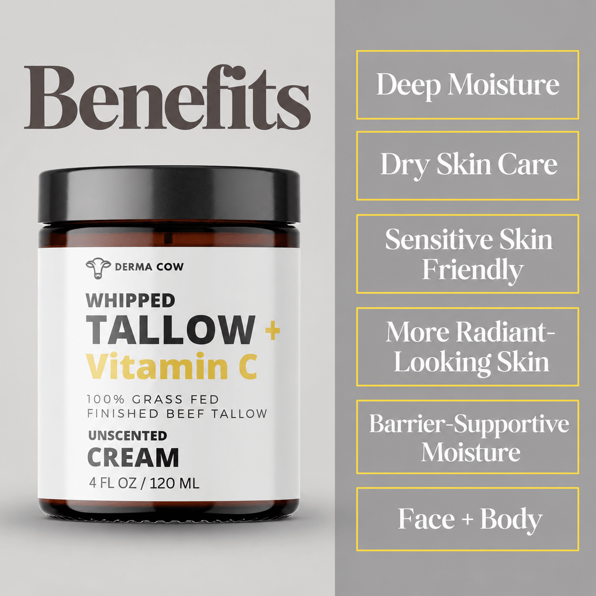 Derma Cow Tallow + Vitamin C cream benefits