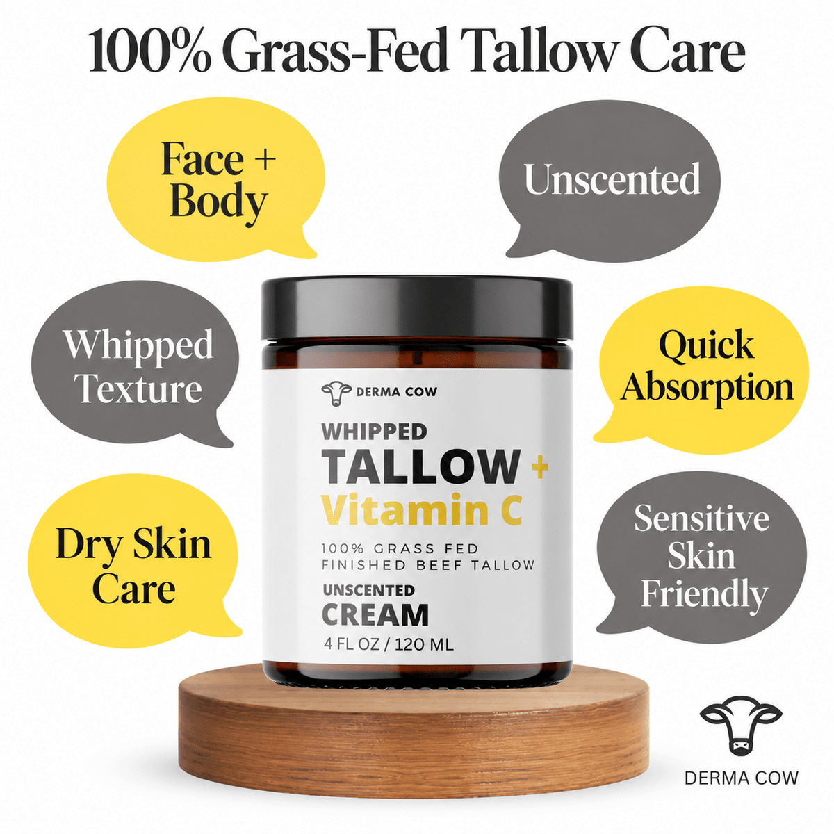 Derma Cow Tallow + Vitamin C cream features