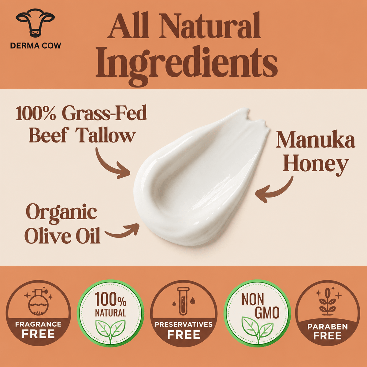 Derma Cow whipped tallow Manuka honey ingredients