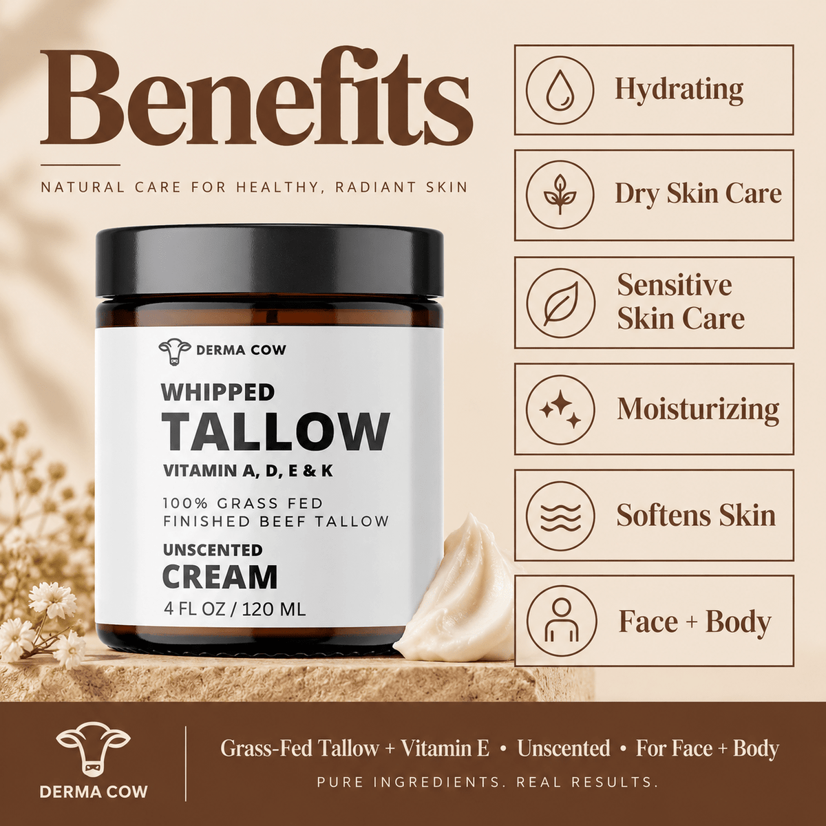Derma Cow whipped tallow cream benefits