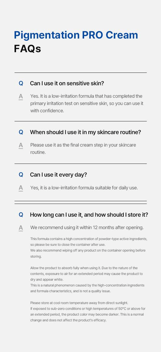 Dong-A Pigmentation Pro Cream 40ml complete English FAQs and storage guidance