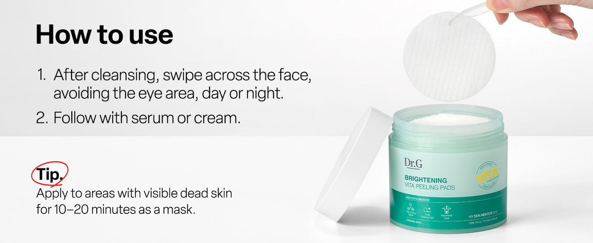 Dr.G Brightening Vita Peeling Pads 70 Pads - how to use wide