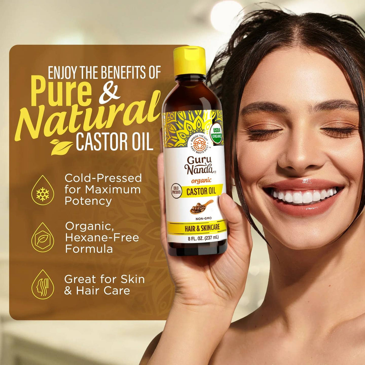 GuruNanda LLC β wholesale Bath/Body Oil β Organic Castor Oil β 8 oz1