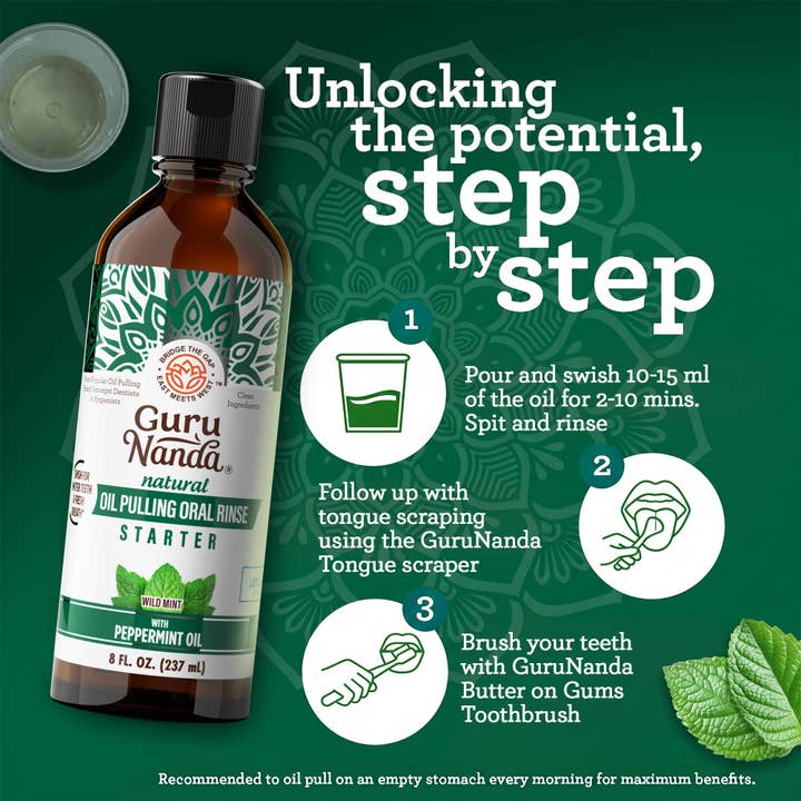 GuruNanda Coconut & Peppermint Oil Pulling, Starter Kit 8 fl. oz. supplier view 5