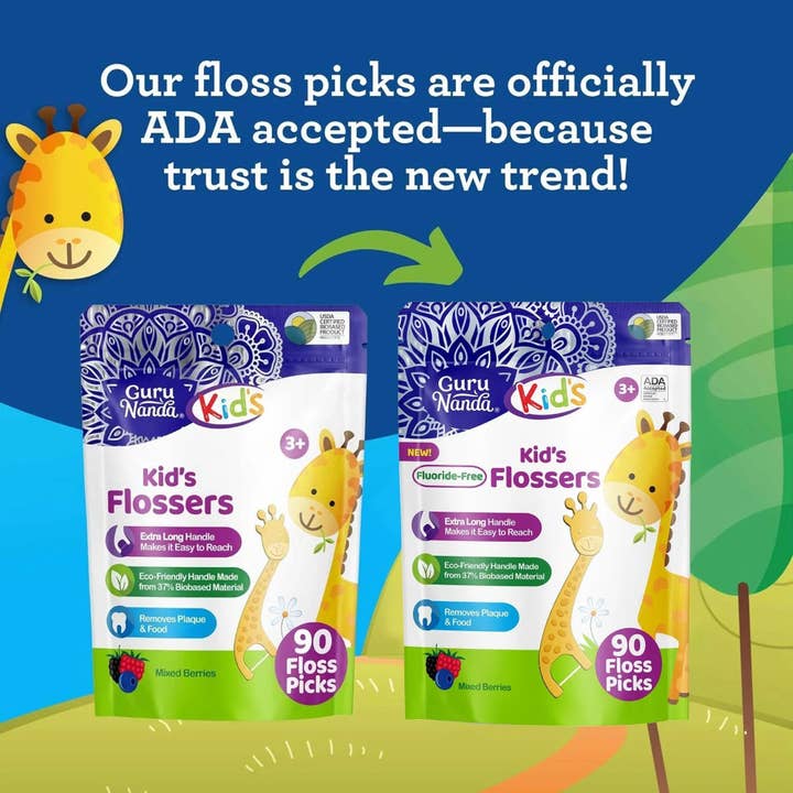 GuruNanda Kids' Giraffe Shaped Flossers, Fluoride-Free supplier view 2