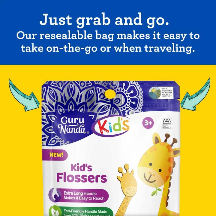 GuruNanda Kids' Giraffe Shaped Flossers, Fluoride-Free supplier view 3