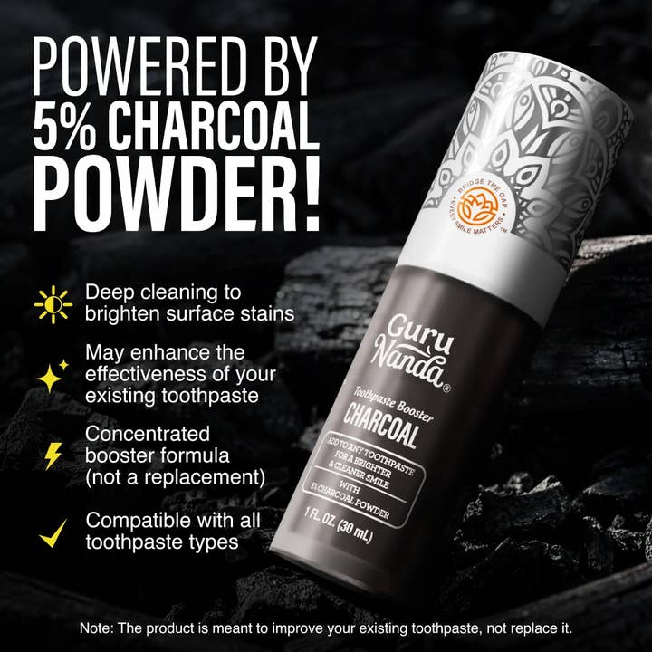 GuruNanda LLC β wholesale Toothpaste β Charcoal Toothpaste Booster with 5% Charcoal Powder β 1 fl oz2