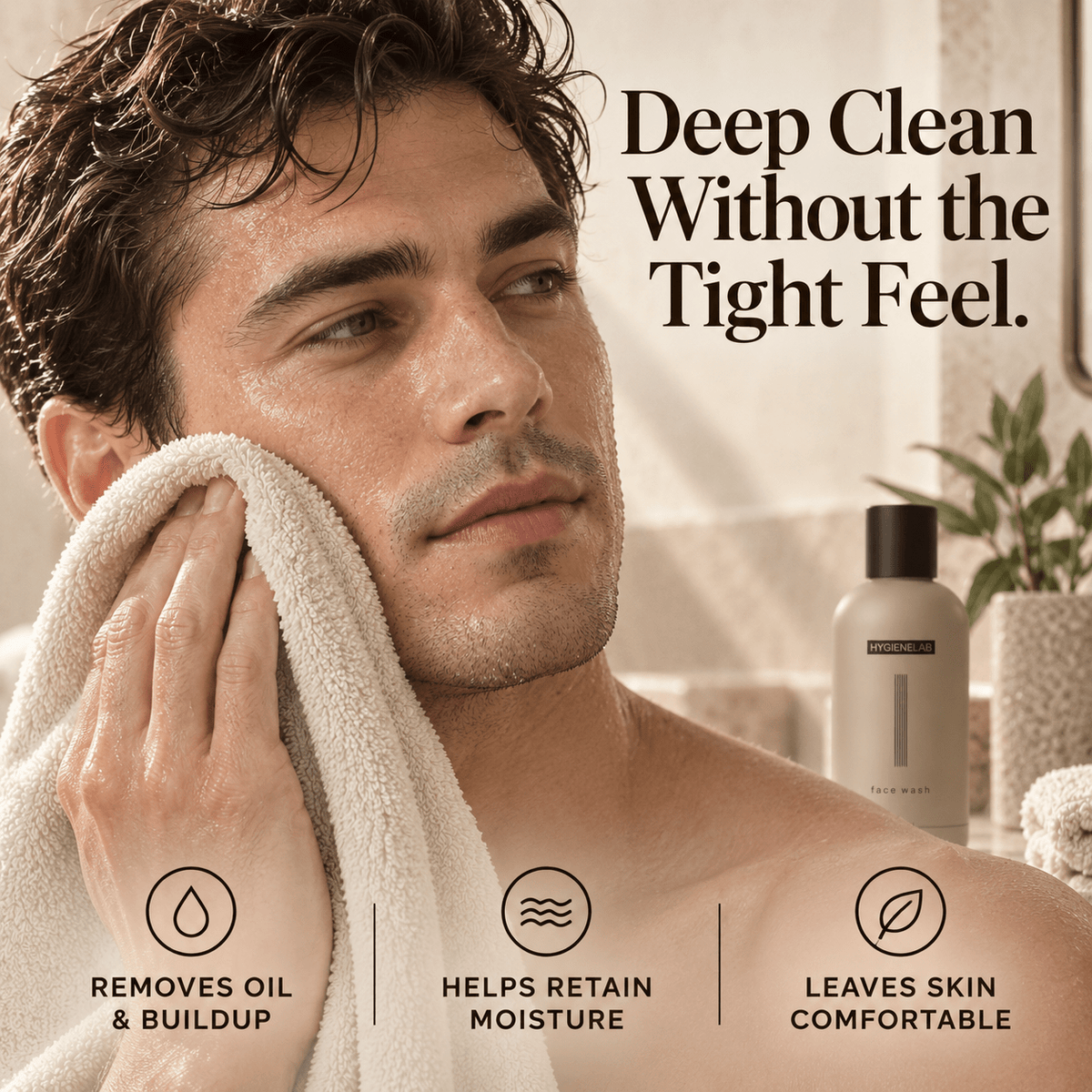 HygieneLab Face Wash deep clean without tight feel