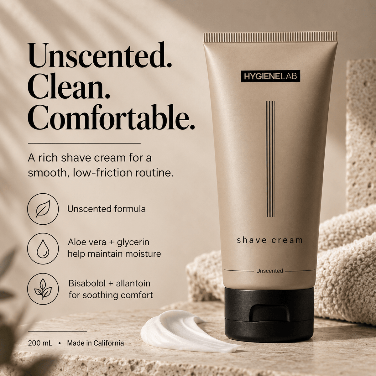 HygieneLab Shave Cream unscented formula